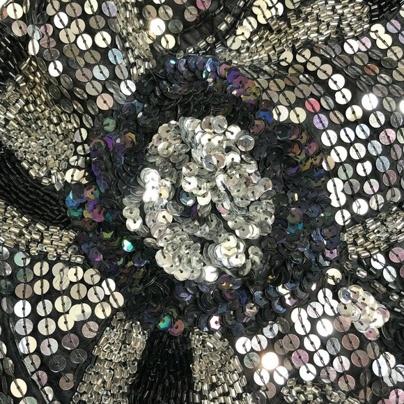 Vintage Laurence Kazar Sequined Top Black Silk - Picture 3 of 9